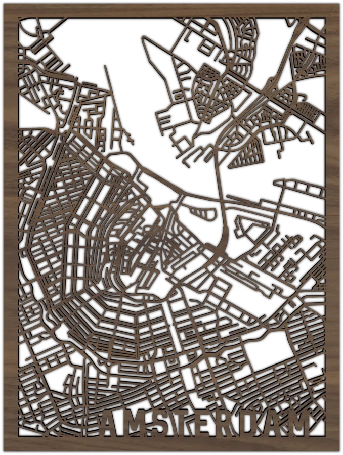 Nussbaum Stadtplan von amsterdam, City Shapes Wanddekoration