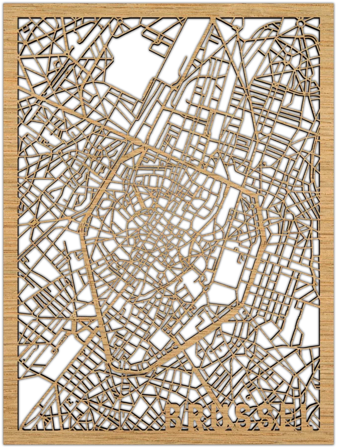 Eichenholz Stadtplan von brussel, City Shapes Wanddekoration