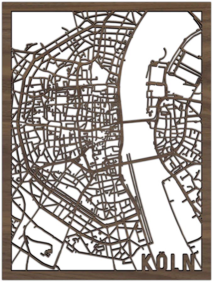 Nussbaum Stadtplan von koln, City Shapes Wanddekoration