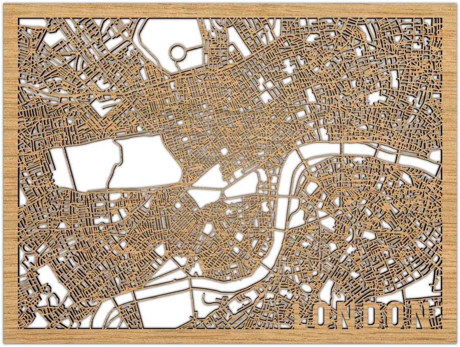 Eichenholz Stadtplan von london, City Shapes Wanddekoration