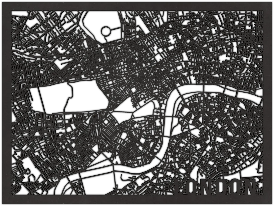 Schwarz Stadtplan von london, City Shapes Wanddekoration