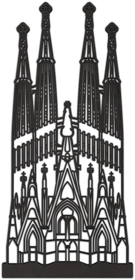 Schwarz Stadtsymbol von Sagrada Familia, City Shapes Wanddekoration