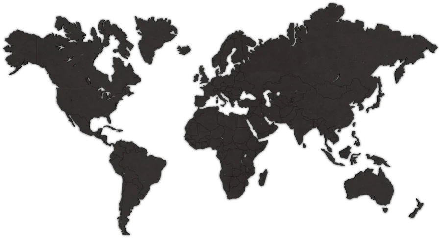 Schwarz Weltkarte von Aus Holz, City Shapes Wanddekoration