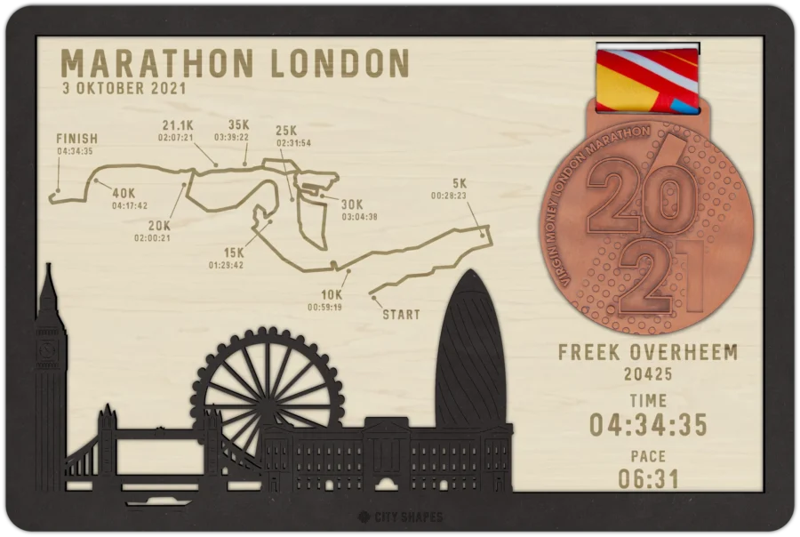 Zwart-MDF medaillehouder van Marathon london, City Shapes wanddecoratie