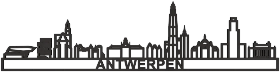 Schwarz skyline von Antwerpen, City Shapes Wanddekoration