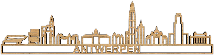 Eichenholz skyline von Antwerpen, City Shapes Wanddekoration