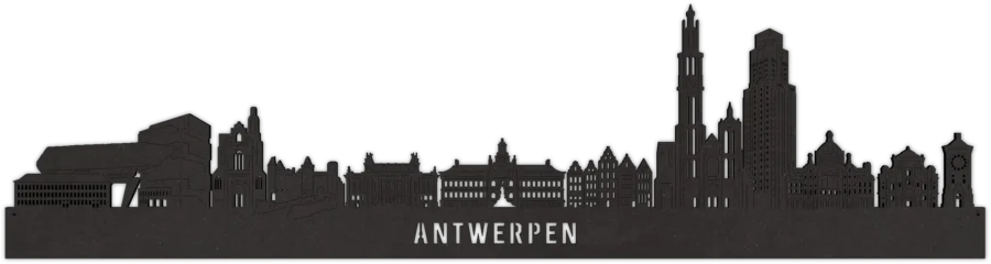 Schwarz skyline von Antwerpen, City Shapes Wanddekoration