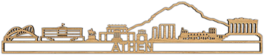 Eichenholz skyline von Athen, City Shapes Wanddekoration