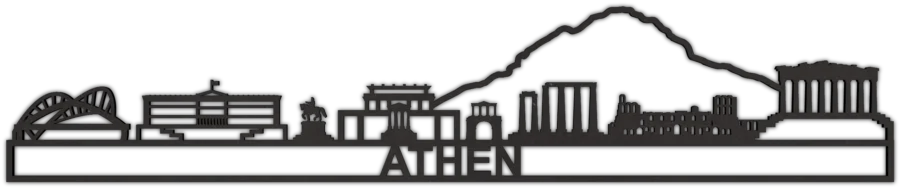 Schwarz skyline von Athen, City Shapes Wanddekoration