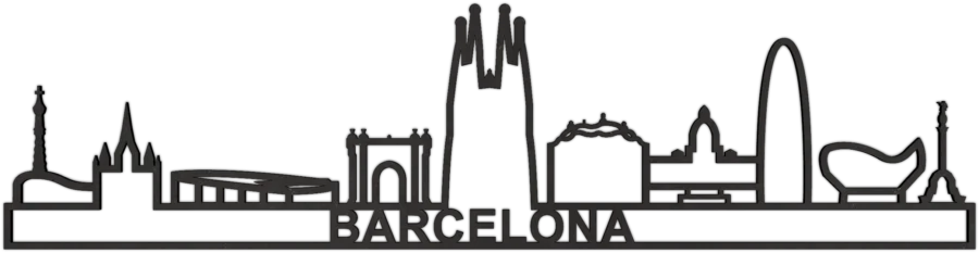 Schwarz skyline von Barcelona, City Shapes Wanddekoration