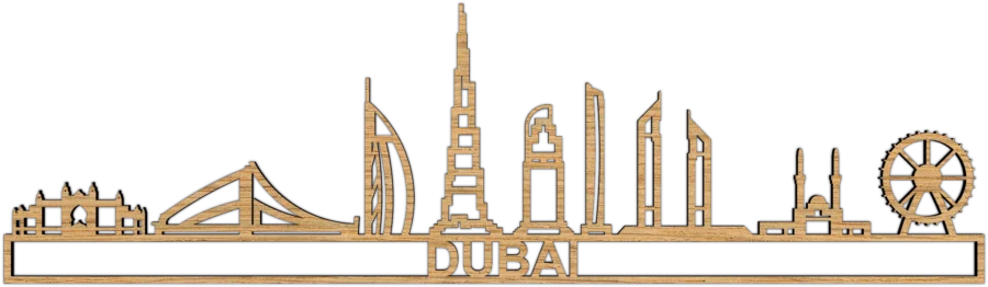 Eichenholz skyline von Dubai, City Shapes Wanddekoration