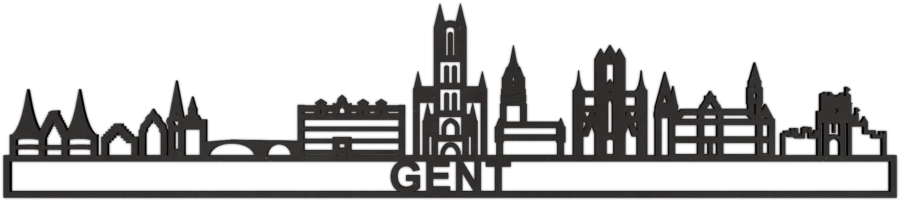 Schwarz skyline von Gent, City Shapes Wanddekoration