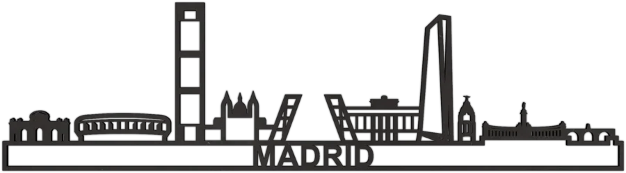 Schwarz skyline von Madrid, City Shapes Wanddekoration