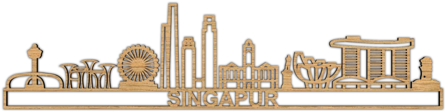 Eichenholz skyline von Singapur, City Shapes Wanddekoration