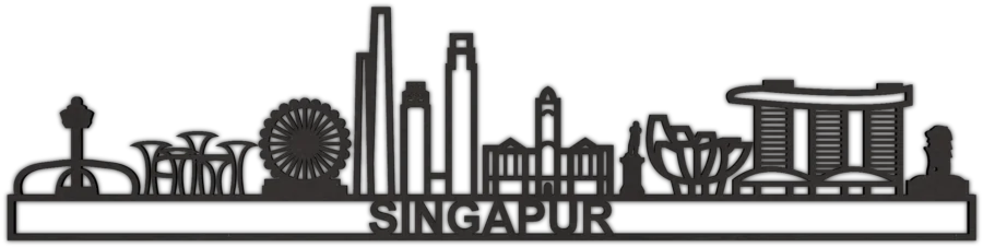 Schwarz skyline von Singapur, City Shapes Wanddekoration